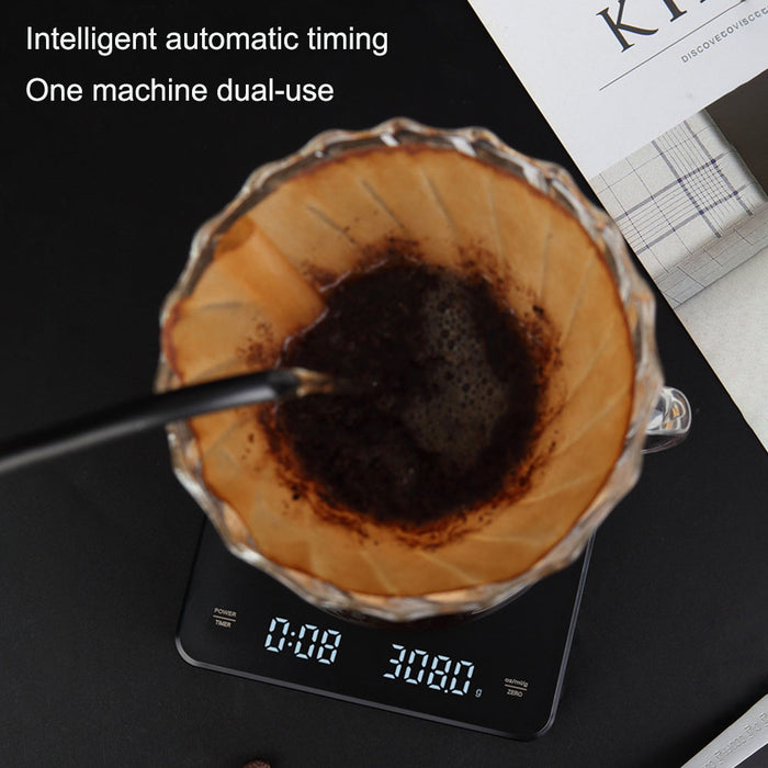 With Timing Digital Display Electronic Scale USB Charging Touch Key Coffee Scale Bakery Electronic Scale 3kg/0.1g