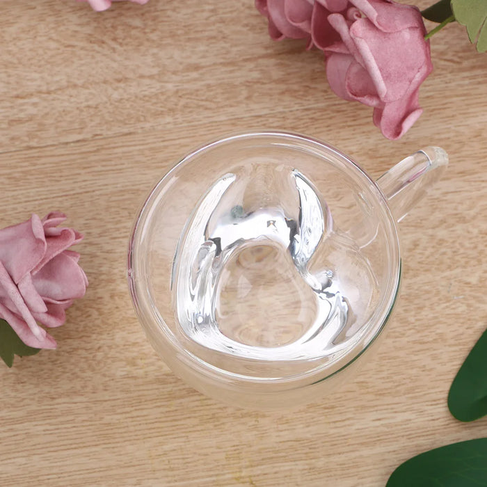 180ml/240ml Drinkware Double Glass Mug Heat-Resisting Heart Love Shaped Tea Beer Juice Coffee Cups