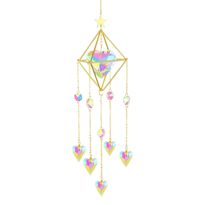 Crystal Wind Chime Hexagon Diamond Prism Hanging Rainbow Chaser Lighting Window Curtains Pendant Home Garden Decor Dream Catcher