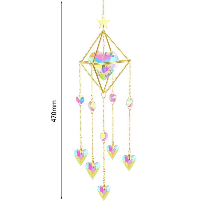 Crystal Wind Chime Hexagon Diamond Prism Hanging Rainbow Chaser Lighting Window Curtains Pendant Home Garden Decor Dream Catcher