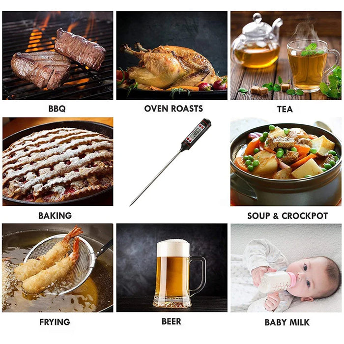 Kitchen Digital BBQ Food Thermometer Meat Cake Candy Fry Grill Dinning Household Cooking Thermometer Gauge Oven Thermometer Tool