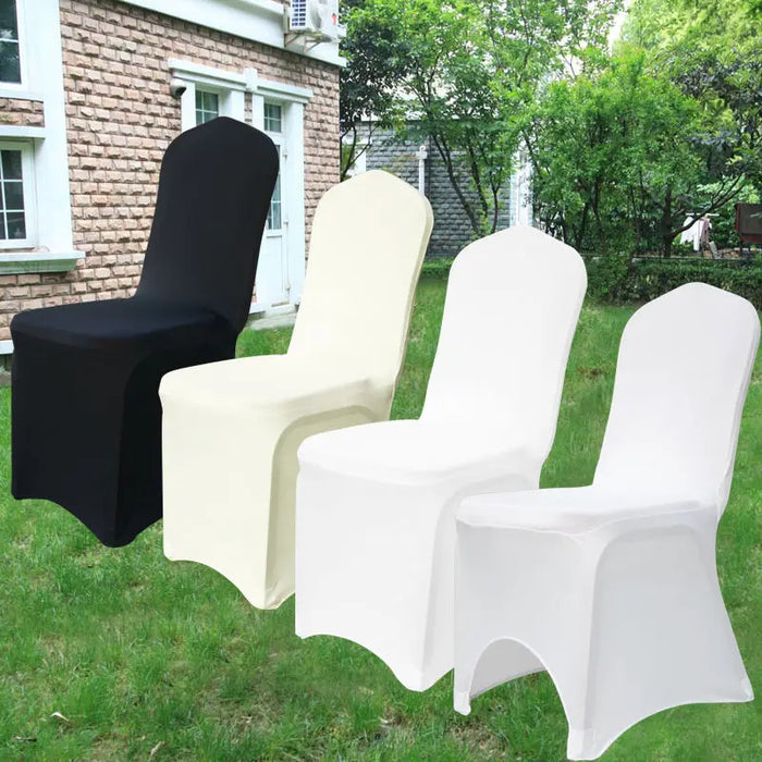 50 Pcs White Black Universal Chair Covers Stretch Spandex for Wedding Party Banquet Hotel Decor