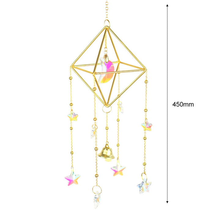 Crystal Wind Chime Hexagon Diamond Prism Hanging Rainbow Chaser Lighting Window Curtains Pendant Home Garden Decor Dream Catcher