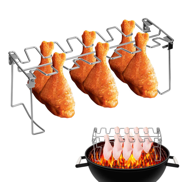 Roast Rack Roast Chicken Leg Rack Non-Stick Folded Barbecue Rib Chicken Wing Leg Rack Grilling BBQ Stainless Steel