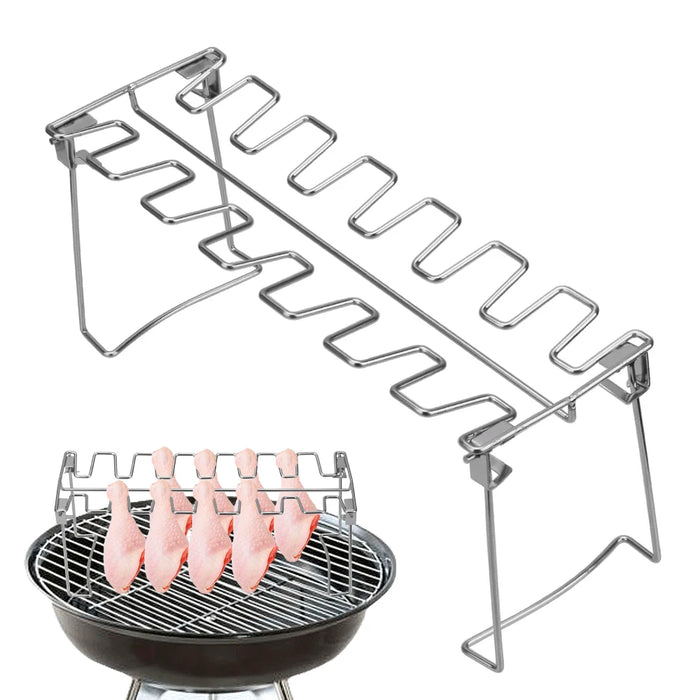 Roast Rack Roast Chicken Leg Rack Non-Stick Folded Barbecue Rib Chicken Wing Leg Rack Grilling BBQ Stainless Steel