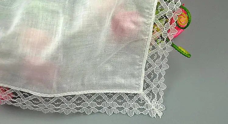 Women Square lady Handkerchief white lace embroidery children Cotton wedding Christmas Gift hand towel hanky 20*20cm 5pcs