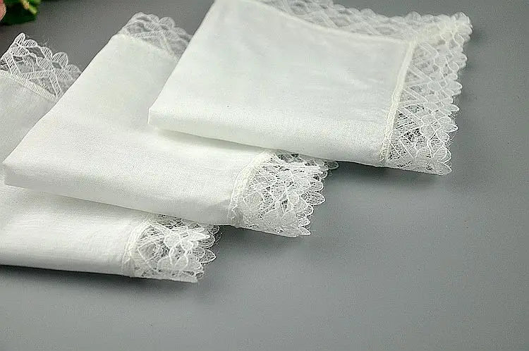 Women Square lady Handkerchief white lace embroidery children Cotton wedding Christmas Gift hand towel hanky 20*20cm 5pcs