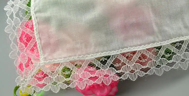 Women Square lady Handkerchief white lace embroidery children Cotton wedding Christmas Gift hand towel hanky 20*20cm 5pcs