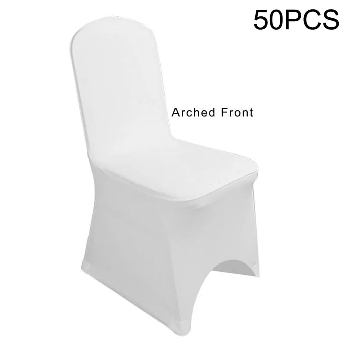 50 Pcs White Black Universal Chair Covers Stretch Spandex for Wedding Party Banquet Hotel Decor