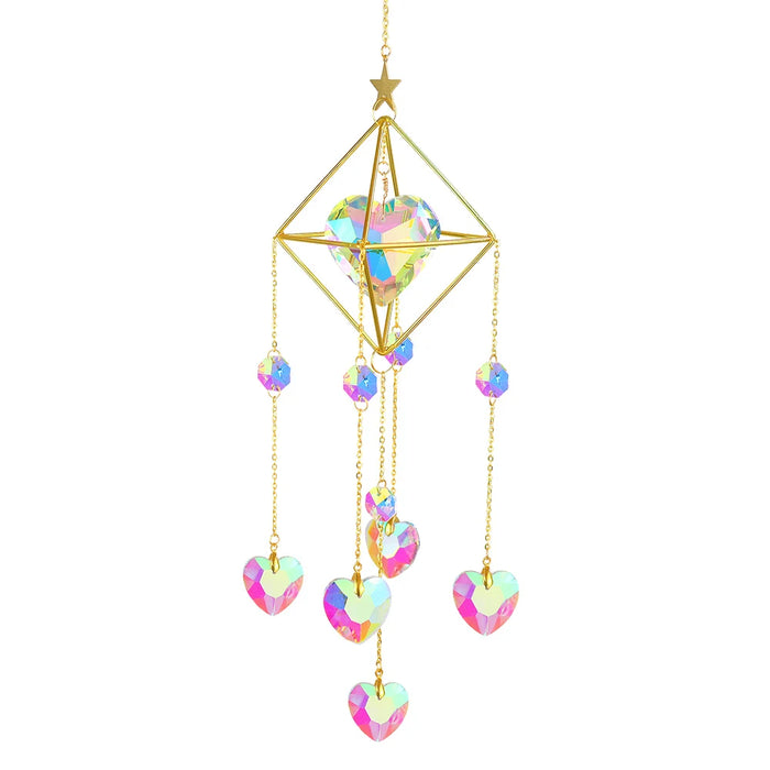 Crystal Wind Chime Hexagon Diamond Prism Hanging Rainbow Chaser Lighting Window Curtains Pendant Home Garden Decor Dream Catcher