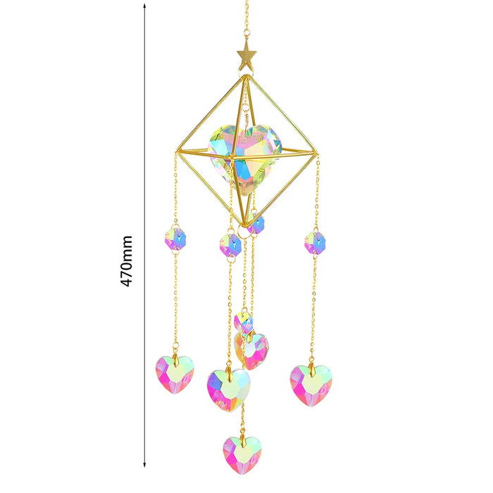 Crystal Wind Chime Hexagon Diamond Prism Hanging Rainbow Chaser Lighting Window Curtains Pendant Home Garden Decor Dream Catcher