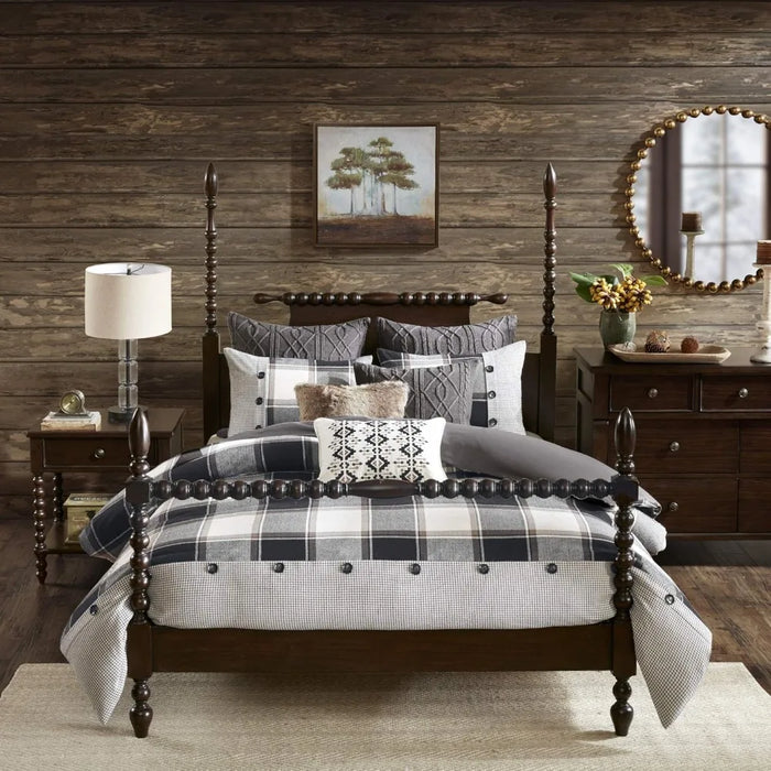 zy Comforter Set - All Season Bedding Combo Filled Insert and Removable Duvet Cover, Shams, Decorative Pillows, Plaid Bro