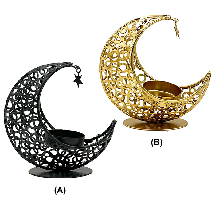 Eid Mubarak Candle Holder Metal Moon Candle Holder Home Islamic Muslim Party Decor Ramadan Decoration Eid Mubarak Table Decor