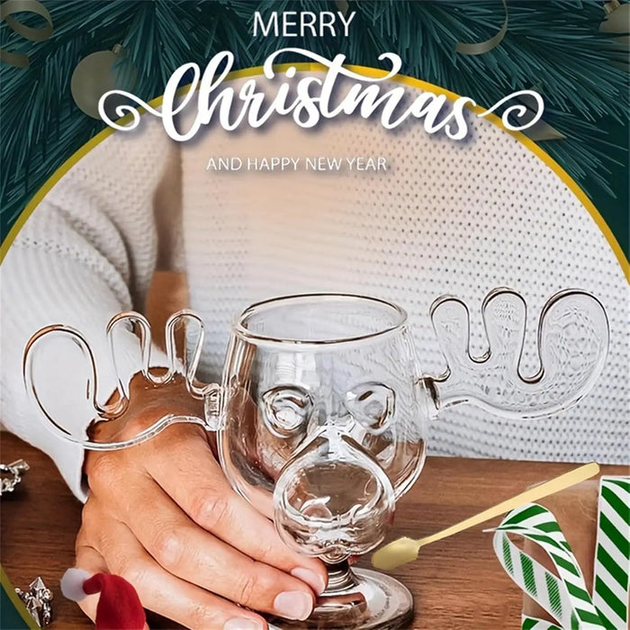 1pcs Elk Wine Glass Cocktail Juice Cup Reindeer Mug Wine Beer Water Milk Whiskey Glasses Drinkware Shot Cups Christmas Gift