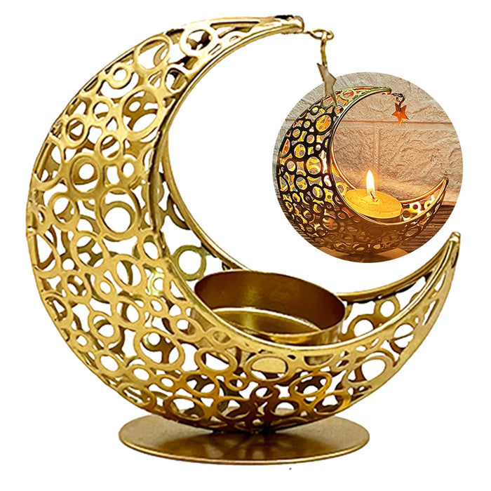 Eid Mubarak Candle Holder Metal Moon Candle Holder Home Islamic Muslim Party Decor Ramadan Decoration Eid Mubarak Table Decor