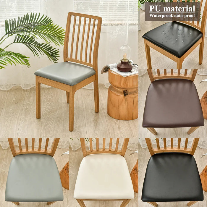 4/8pcs Dining Chair Covers Waterproof Seat Slipcover PU leather Seat Covers Chairs Removable Chair Seat Cushion Cover