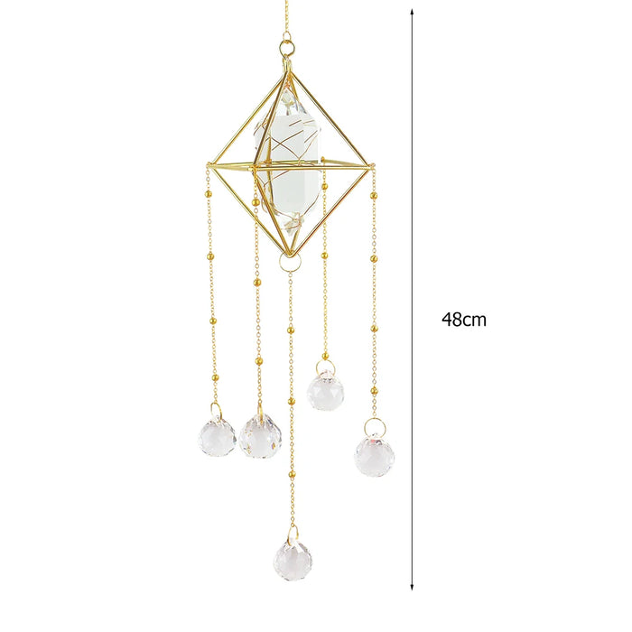 Crystal Wind Chime Hexagon Diamond Prism Hanging Rainbow Chaser Lighting Window Curtains Pendant Home Garden Decor Dream Catcher