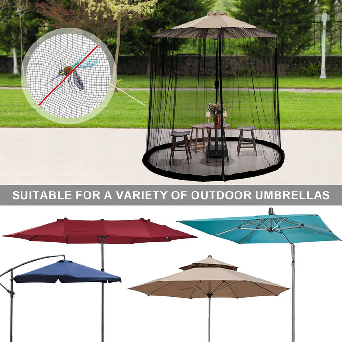 Parasols Net Adjustable Mosquito Net Cover Screen for Garden Umbrella Parasol Patio Table Bug Netting Cover with 2 Zipper Doors