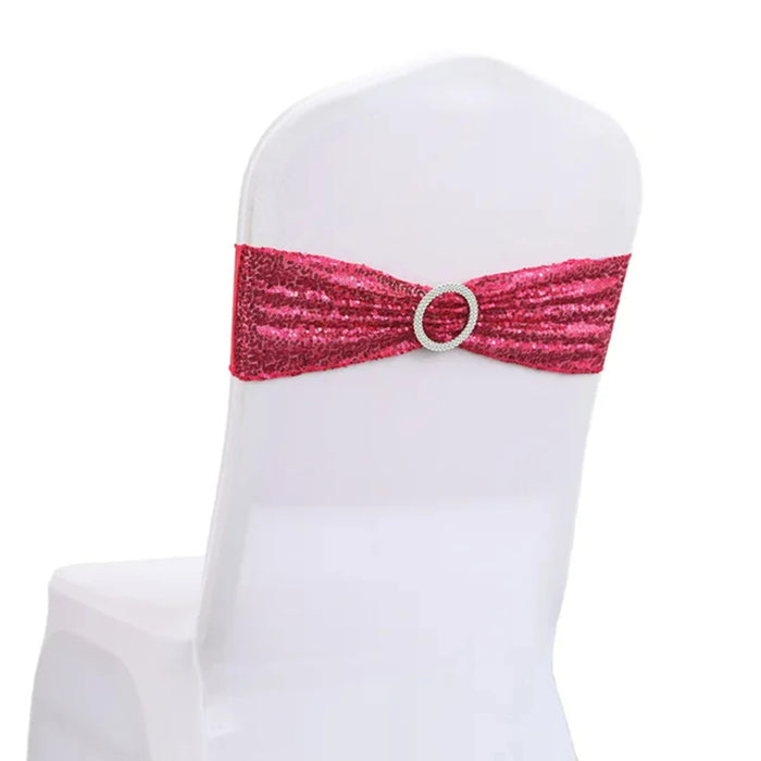 Luxurious Sparkling Gold Sequin Stretchy Chair Sashes Set - 20pcs Perfect Addition for Your Outdoor Banquet Wedding Venue, Enhan