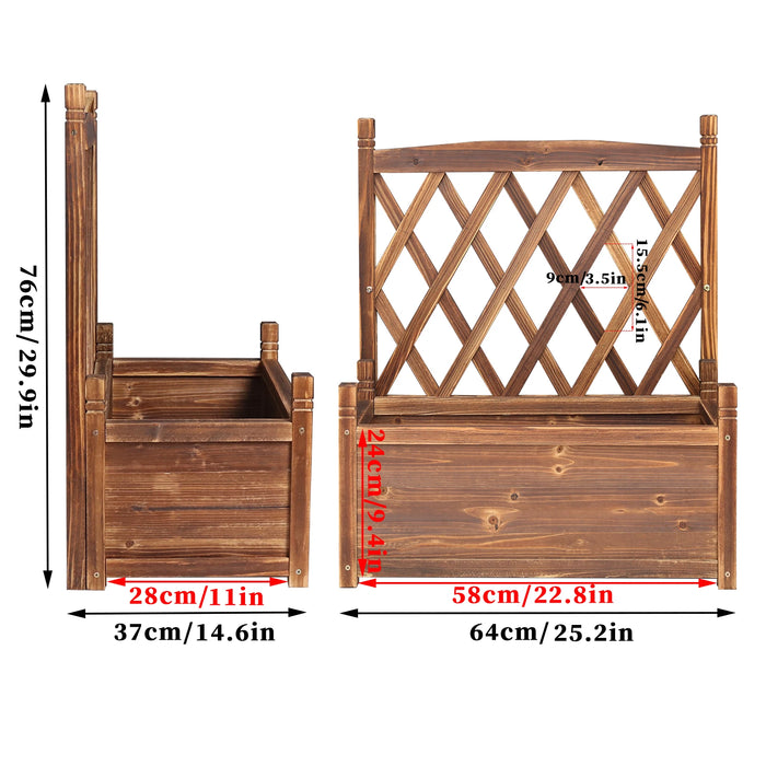 Large Raised Garden Bed Wooden Planter Box with Trellis Vegetable Grow Bed Support Patio Lattice for Outdoor Indoor