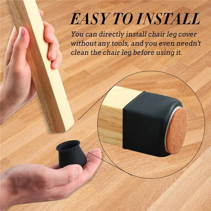 Silicone Chair Leg Protectors with Felt  Hardwood Floors Elastic Leg Cover Pad  Protecting Floors from Scratches and Noise