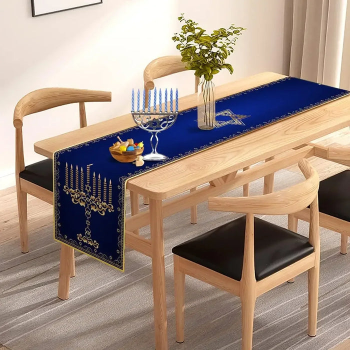 Hanukkah Linen Table Runner Party Table Decor Menorah Star of  Chanukah Jewish Festival Dining Table Runners Party Decor