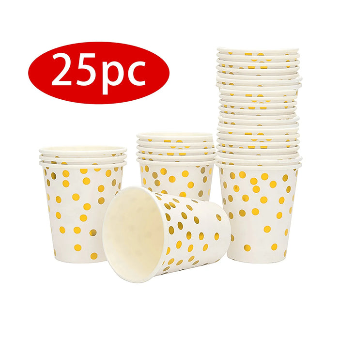 Party Supplies Set Disposable Gold Point Paper Dish Meal Napkin Paper Cup Party Disposable Paper Plates Cups Straw And Napkins