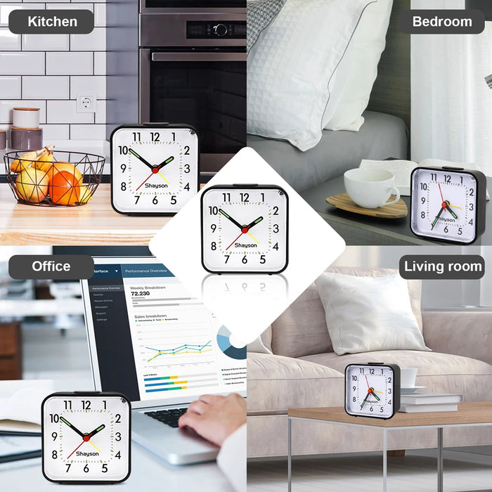 Analog Alarm Clock for Bedroom Silent Non Ticking Small Clock Travel Alarm Clock with Light Battery Operated Alarm Clock