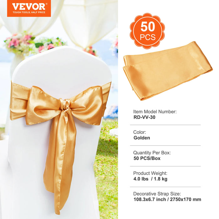 VEVOR 50pcs Spandex Chair Sashes Bands Stretch Chair Ties Bows Elastic Chair Bands for Wedding Party Holiday Banquet Decoration