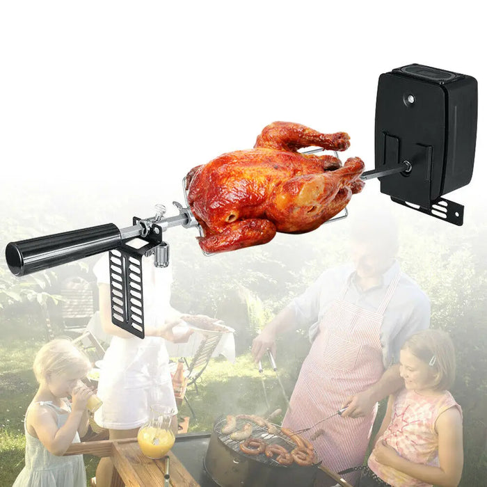 Stainless Steel Rotisserie Kit w/Electric Motor Heavy Duty Complete Grill Rotisserie Kit BBQ Spit Rod Meat Kitchen Organizer