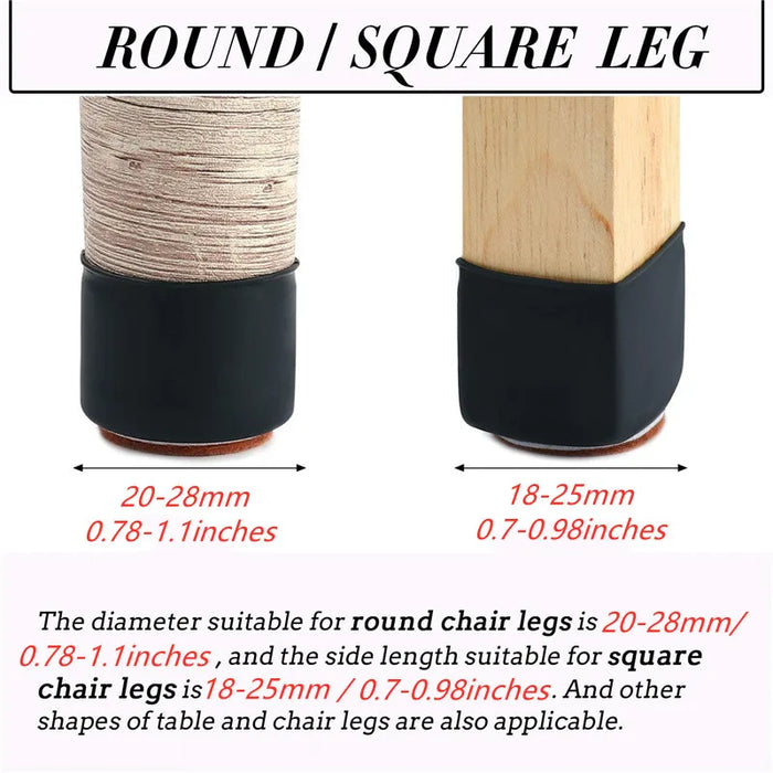 Silicone Chair Leg Protectors with Felt  Hardwood Floors Elastic Leg Cover Pad  Protecting Floors from Scratches and Noise