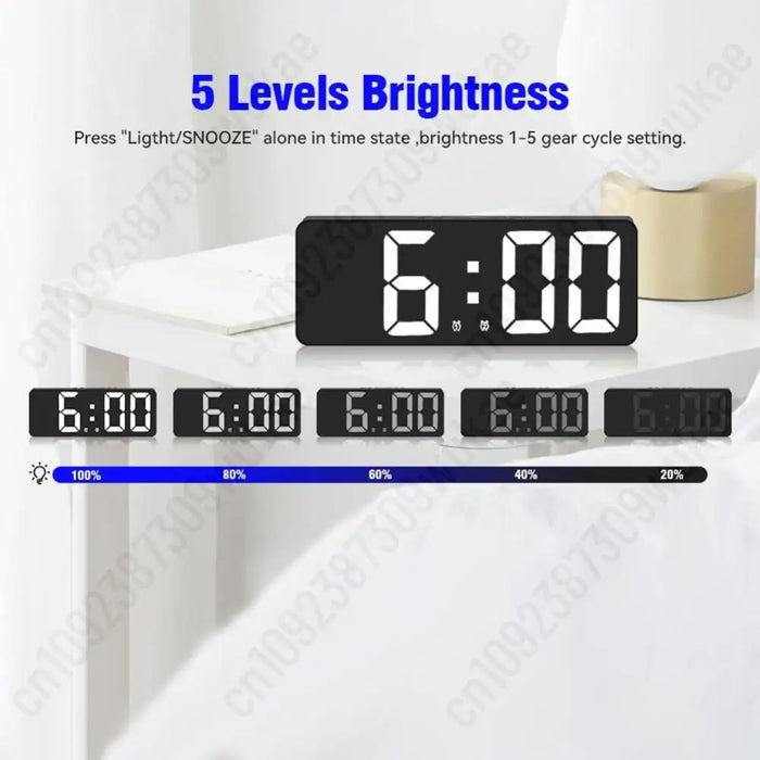 Digital Alarm Clock 12/24H Display Dual Alarm Temperature Display Snooze Function LED Desktop Clock For Home Bedroom Office