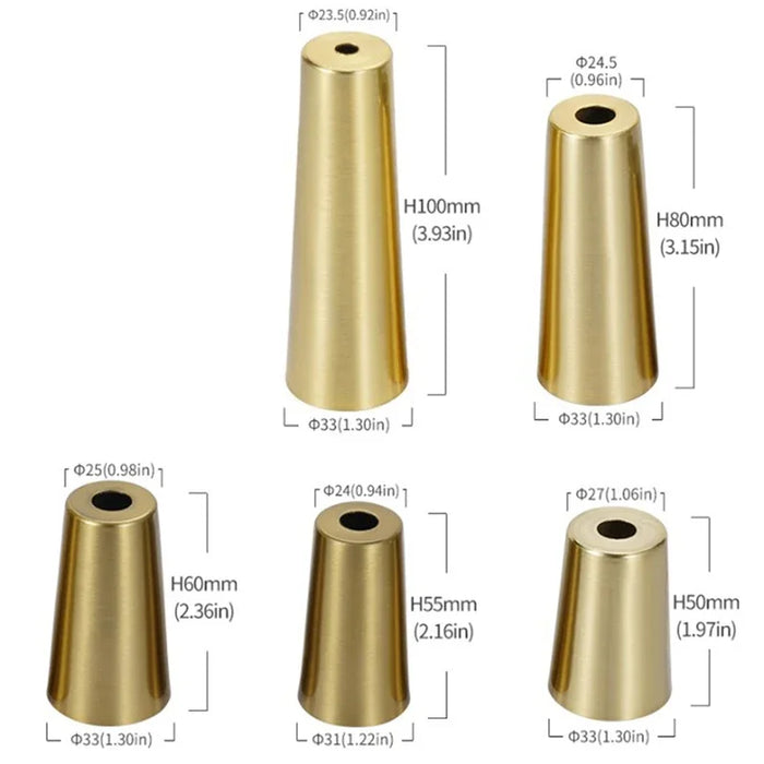 Leg Cover Foot Solid Copper Tip Brushed Brass Table Chair Cylinder/Cone  Protect Decor Bottom Safe Pad