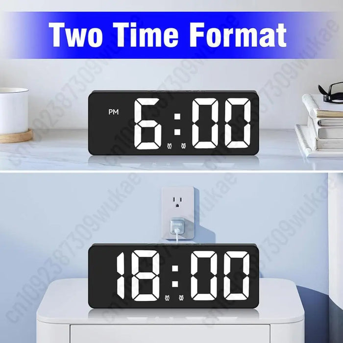 Digital Alarm Clock 12/24H Display Dual Alarm Temperature Display Snooze Function LED Desktop Clock For Home Bedroom Office