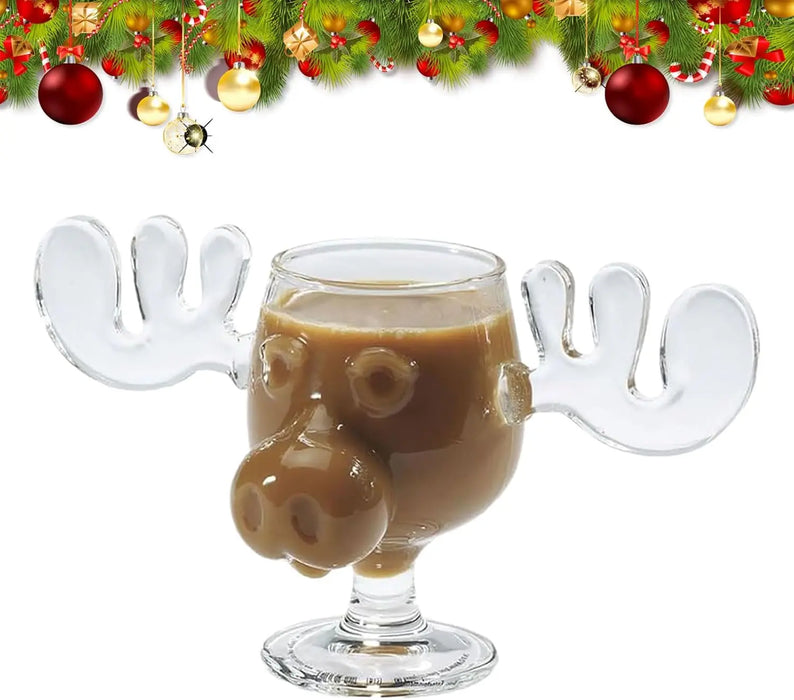 240ml Christmas Mug Creative Christmas Elk Glass Cup Milk Hot Cold Drink Cup Holiday Drinkware Wine Glass Christmas Decor Gifts