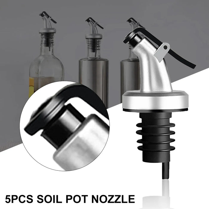 15/10/5Pcs Stainless Steel Olive Oil Stopper Cap Dispenser Spout Sauce Vinegar Auto Open Pourer Nozzle Wine Liquor Bottle Plug