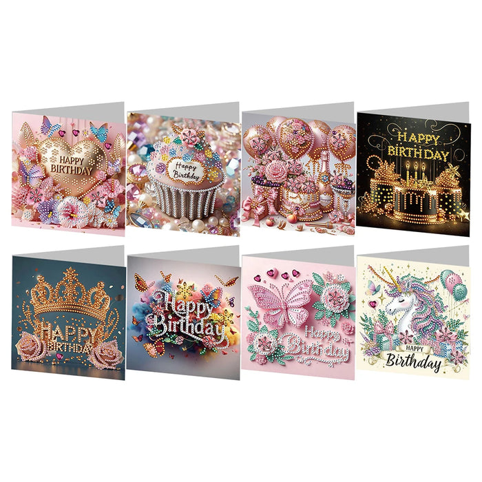 6pcs Diamond Painted Greeting Cards DIY Rhinestone Painting Mosaic Postcards Arts Crafts Thank You Card Christmas Birthday Gifts