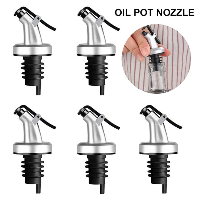 15/10/5Pcs Stainless Steel Olive Oil Stopper Cap Dispenser Spout Sauce Vinegar Auto Open Pourer Nozzle Wine Liquor Bottle Plug