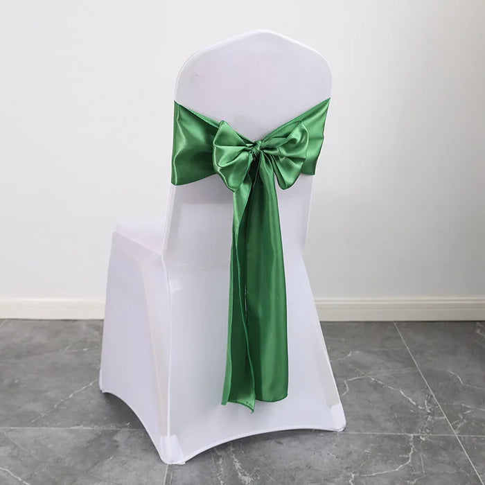 h these exquisite satin chair sashes in elegant sage green. Ideal for weddings, banquets, and parties, this pack of 10 luxurious