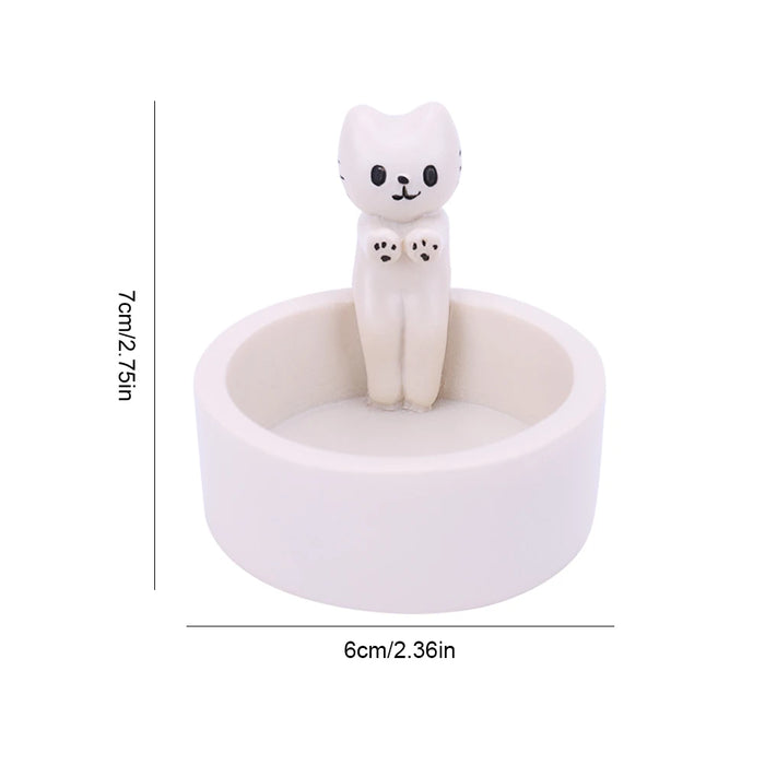 Cartoon Kitten Candle Holder Warming Its Paws Cute Scented Light Holder Cute Grilled Cat Aromatherapy Candle Holder