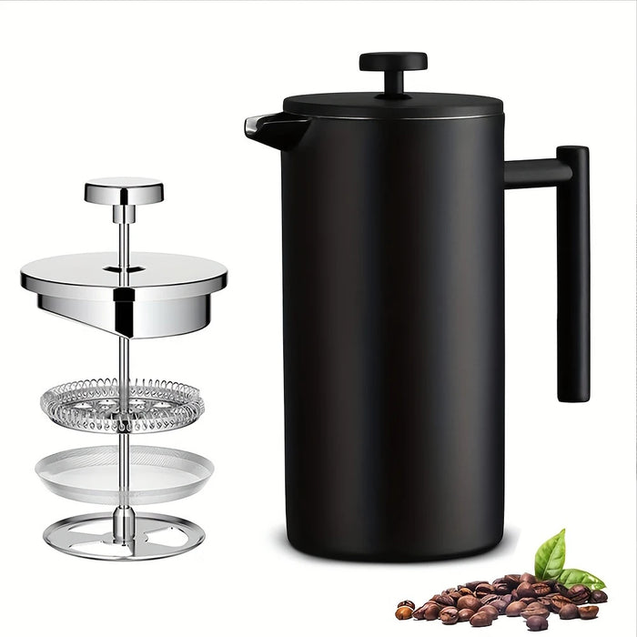 1000ML Coffee Maker Pot French Press Coffee Maker Stainless Steel Creed Coffee Stovetop Coffeeware Teaware Strainer &3 Filters