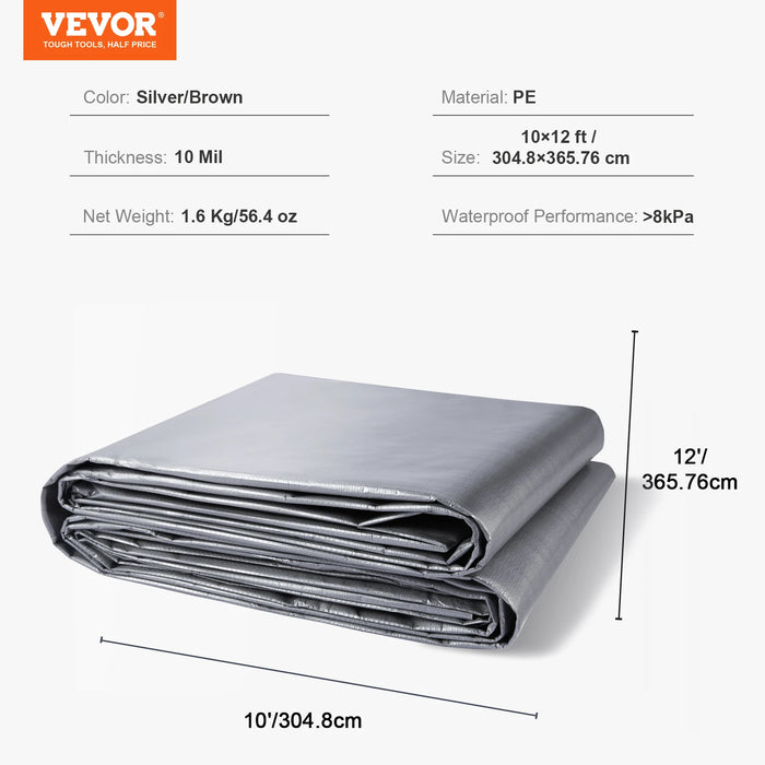 VEVOR Heavy Duty Tarp 16 Mil Thick  Waterproof Tear Proof Poly Plastic Tarps Cover  Multi-Purpose Outdoor Tarpaulin for Truck