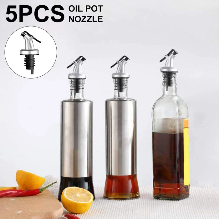 15/10/5Pcs Stainless Steel Olive Oil Stopper Cap Dispenser Spout Sauce Vinegar Auto Open Pourer Nozzle Wine Liquor Bottle Plug