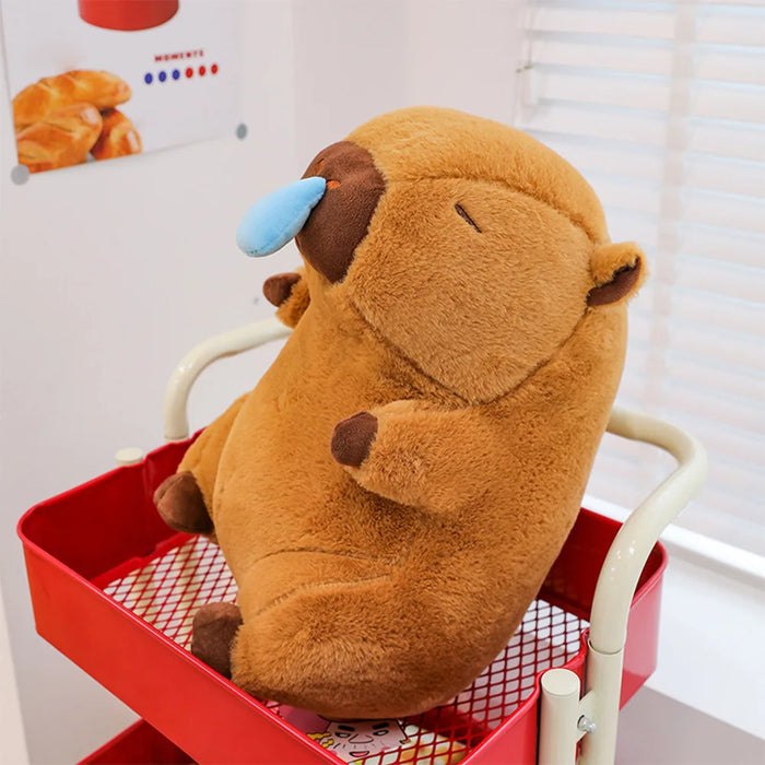 Spit Bubble Capybara Pillow Cartoon Capybara Spit Bubble Plush Pillow Creative Special-Shaped Sofa Cushion Home Room Decor