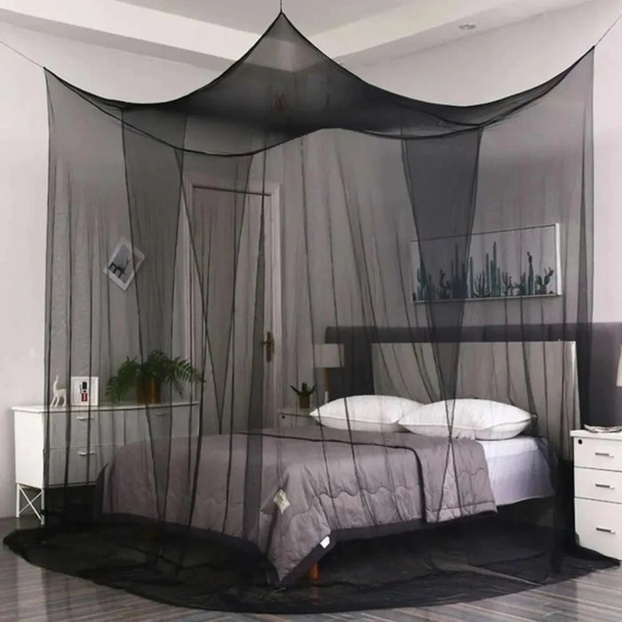 Elegant White Four-Door Sexy Square Cotton Mosquito Net Canopy - King/Queen Double Bed Size, Prevent Insect Netting, Premium Qua