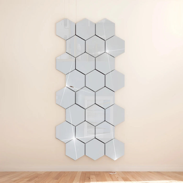 24-120PCS Hexagonal Acrylic Mirror Wall Sticker Mini Mirror Solid Paster Self-adhesive Decals Home Bedroom Art Decoration