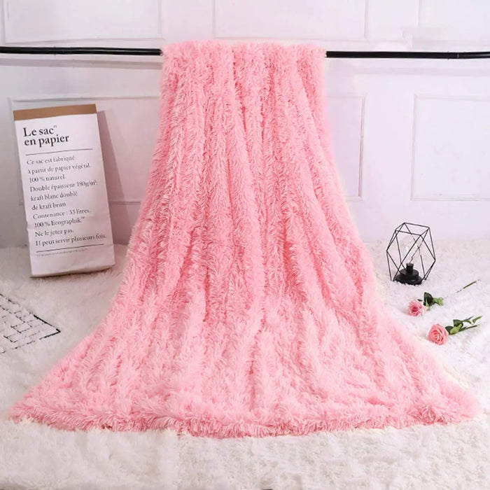 Thickened Fluffy Blanket Warm winter Bedspread on the bed Stitch plaid sofa cover Double side blankets and throws for Home decor