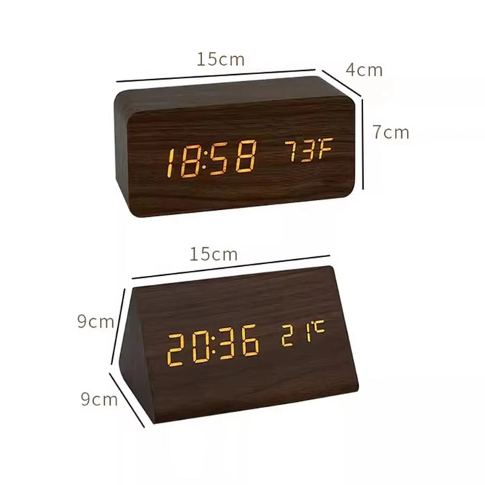 Alarm Clock  Bedrooms Bedside Table Wooden Desk Decor Wake  Table Clock With Temperature  Digital Clock Light Dawn