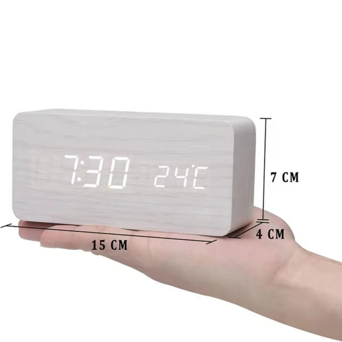 Alarm Clock  Bedrooms Bedside Table Wooden Desk Decor Wake  Table Clock With Temperature  Digital Clock Light Dawn