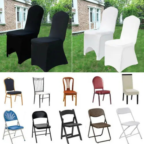 Universal Wedding Chair Covers, Full Seat Slipcovers, Black, White, Strong Spandex, Restaurant, Cafe, 50-100Pcs